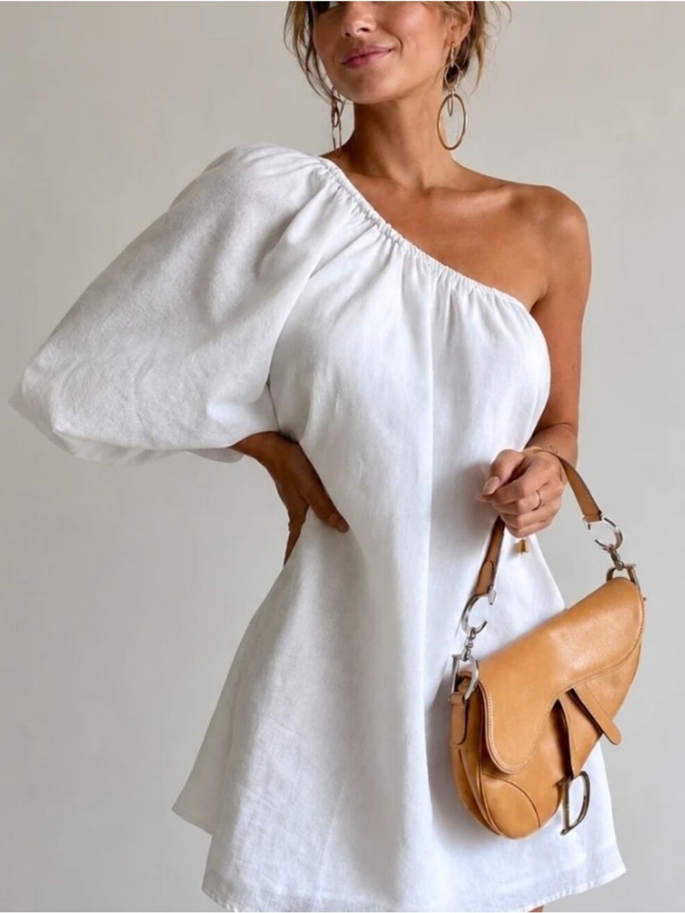Commense Off-Shoulder White A-Line Dress, Size S.
